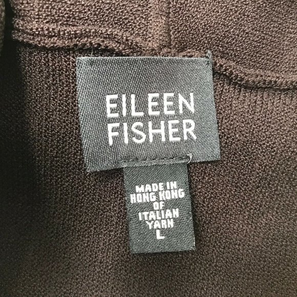 Eileen Fisher Button Up Cardigan Sweater Shawl Collar Women's Large. Dark Brown - Picture 8 of 8